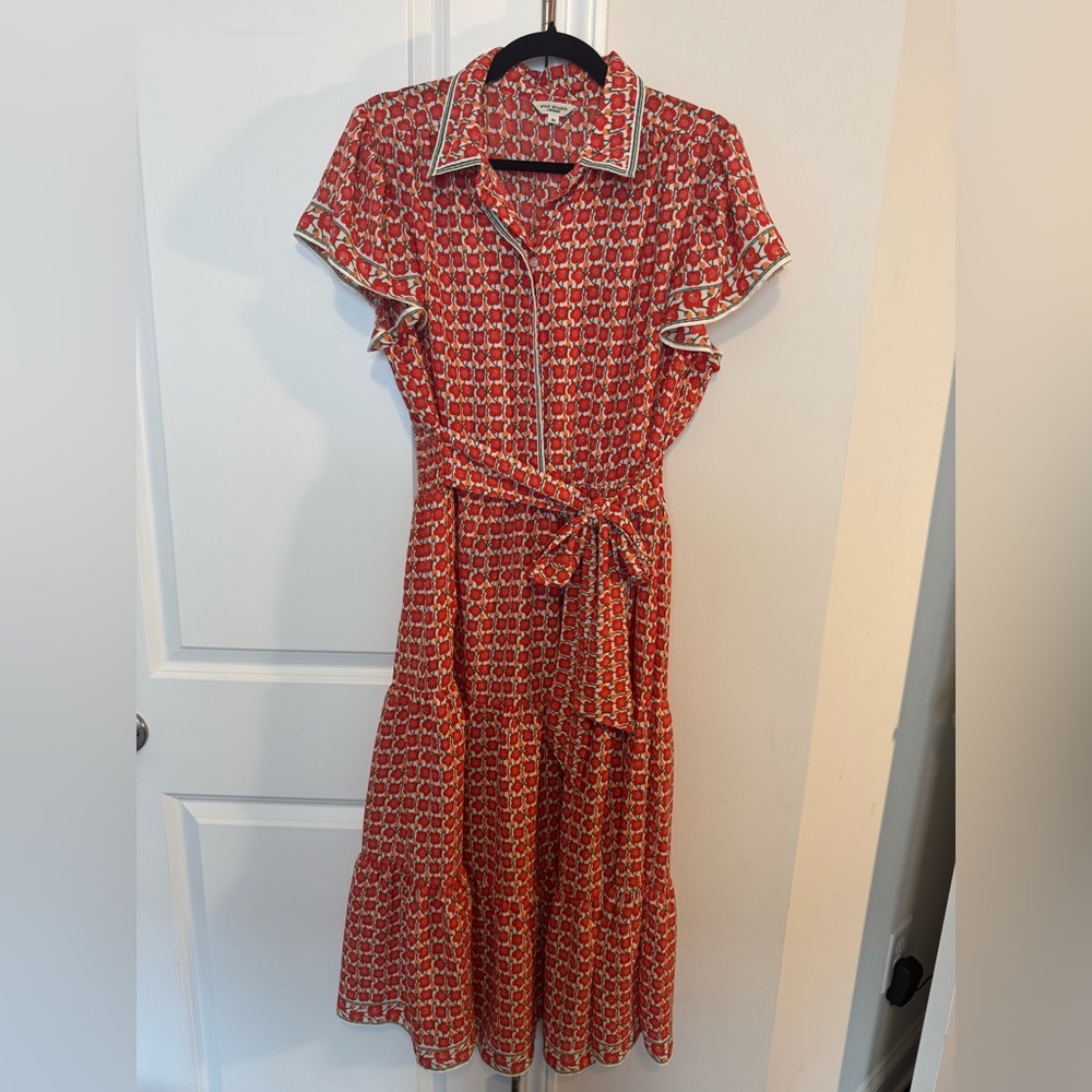 Max Studio Red Patterned Midi Dress